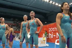 亚运会女子4x200米自由泳接力：中国队夺冠，实现该项目的八连冠