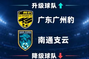 梅州两连降！中甲升降级：广州豹、南通支云冲超，梅州与佛山降级