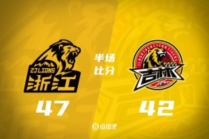 广厦半场47-42领先吉林 雷琼·塔克15分 胡金秋11分 珀塞尔18分