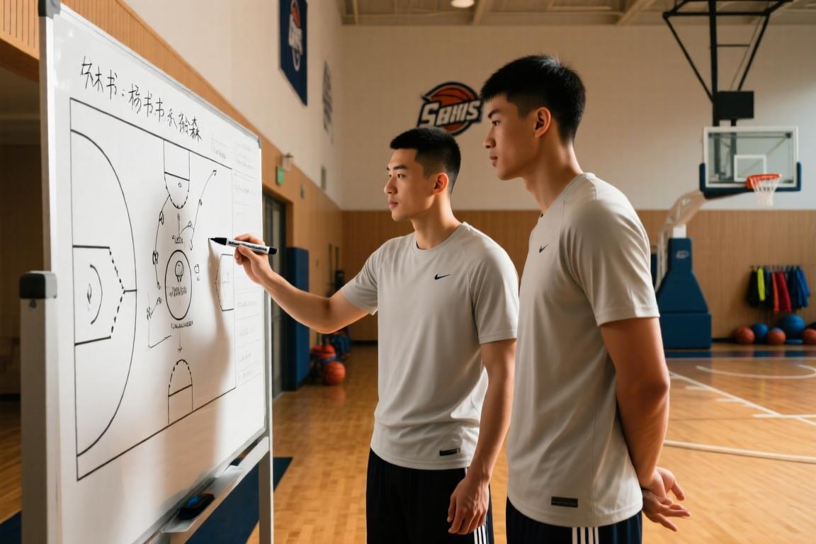 开“小灶”！林书豪与杨瀚森一起分析克林根比赛录像并讲解动作