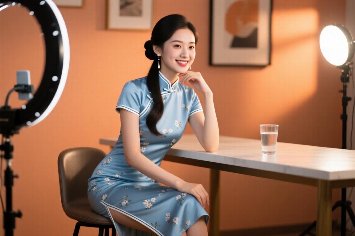 好看爱看！美女主播小太阳这身旗袍装扮也太显身材了！