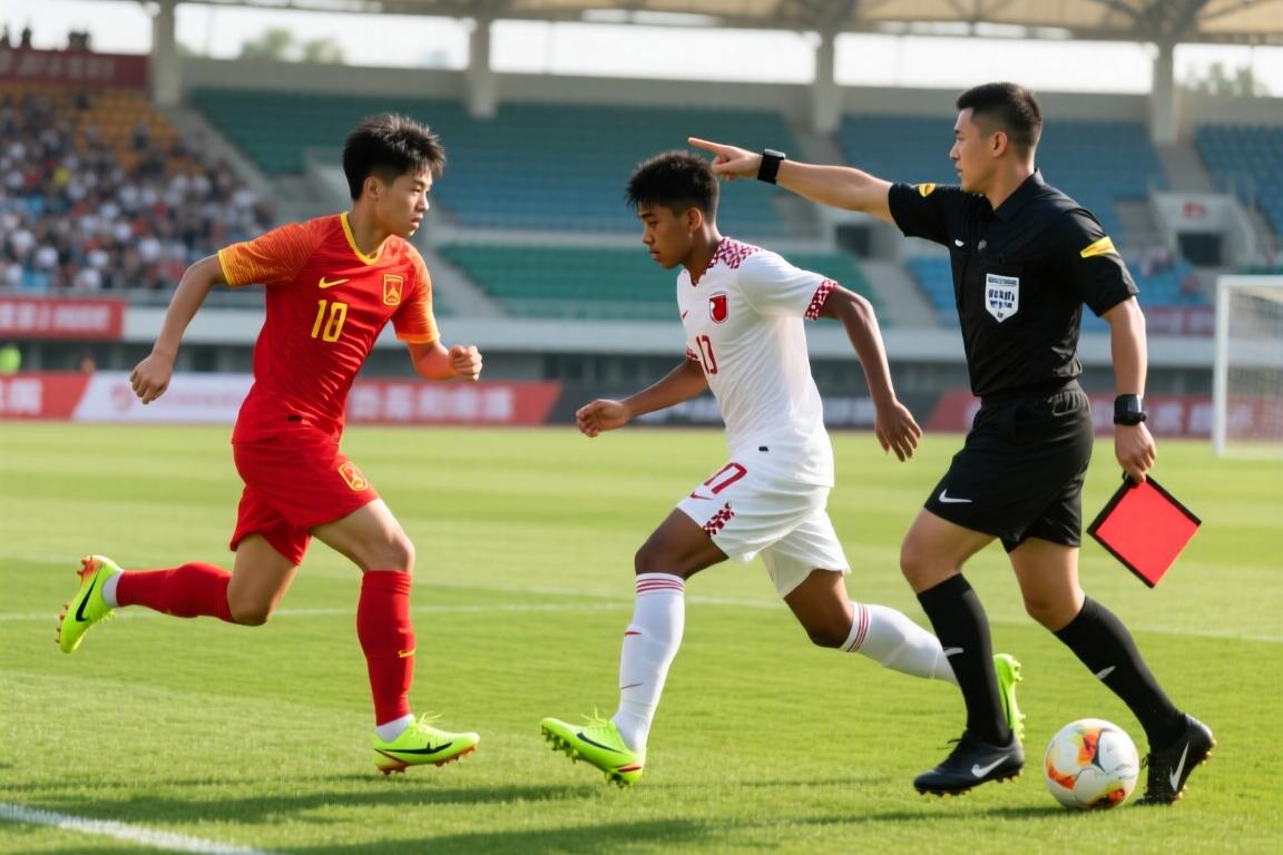 中国U16男足多打一人！巴林U17球员亮鞋钉飞铲染红！